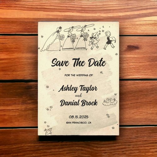 Vintage Rustic Retro 50s Old Wedding Save the Date Invitation