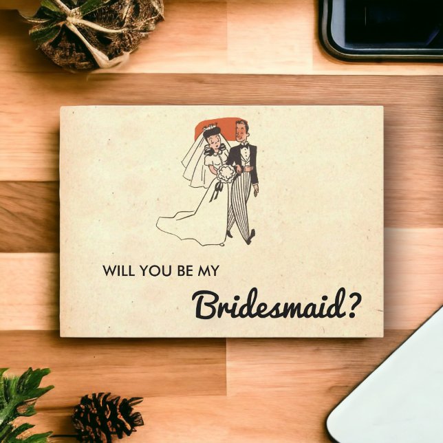 Vintage Rustic Retro Bride Groom Bridesmaid Card (Creator Uploaded)