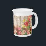 Vintage Rustic Romantic Roses Wood Drink Pitcher<br><div class="desc">A beautiful vintage rustic shabby chic design with roses on a wood background.</div>