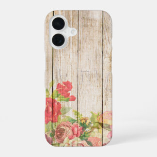 Vintage Rustic Romantic Roses Wood iPhone 16 Case