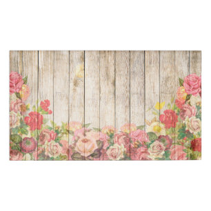 Vintage Rustic Romantic Roses Wood Name Tag