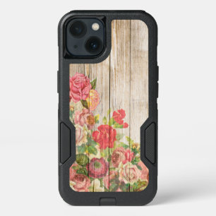 Vintage Rustic Romantic Roses Wood iPhone 13 Case