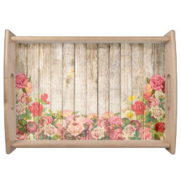 Vintage Rustic Romantic Roses Wood Serving Tray