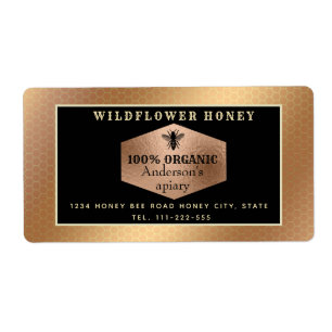Vintage rustic rose gold queen bee honey jar label