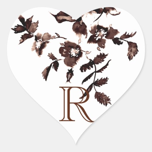 Vintage rustic Rose Heart Sticker