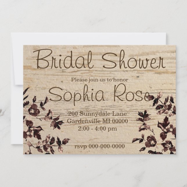 Vintage Rustic Rose Invitation (Front)