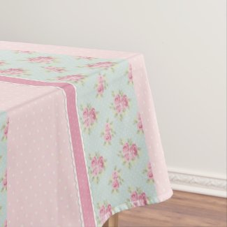 Vintage Rustic Roses Polka Dots Farmhouse Pink