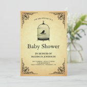 Vintage Rustic Shabby Chic Birdcage Baby Shower Invitation (Standing Front)