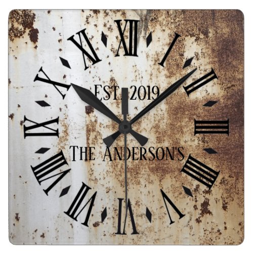 Vintage Rustic Shabby Chic Distressed Antique Square Wall Clock