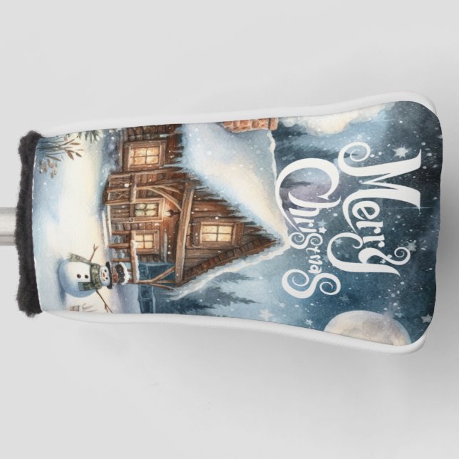 Vintage/Rustic/Snowman/Christmas Golf Head Cover (Front)