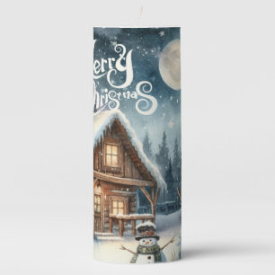 Vintage/Rustic/Snowman/Christmas Pillar Candle