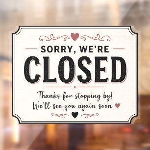 Vintage Rustic Sorry We're Closed Sign   Farmhouse