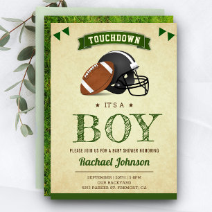 Vintage Rustic Sports Boy Football Baby Shower Invitation