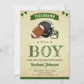 Vintage Rustic Sports Boy Football Baby Shower Invitation (Front)