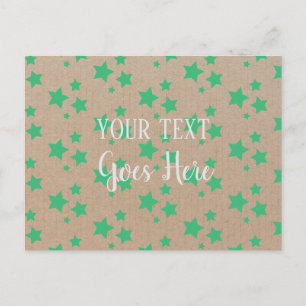 Vintage Rustic Stars Pattern Kraft Paper Green Postcard