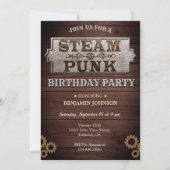 Vintage Rustic Steampunk Birthday Party Invitation (Front)