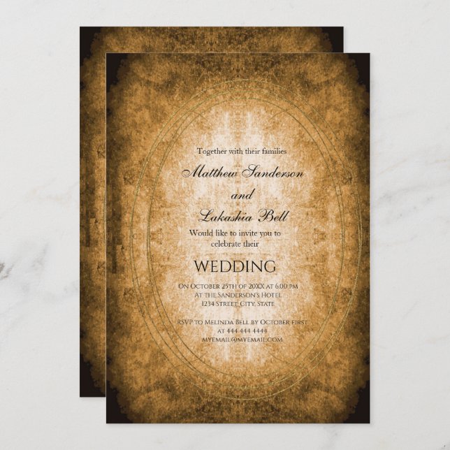 Vintage Rustic Style Document Wedding Invitation (Front/Back)