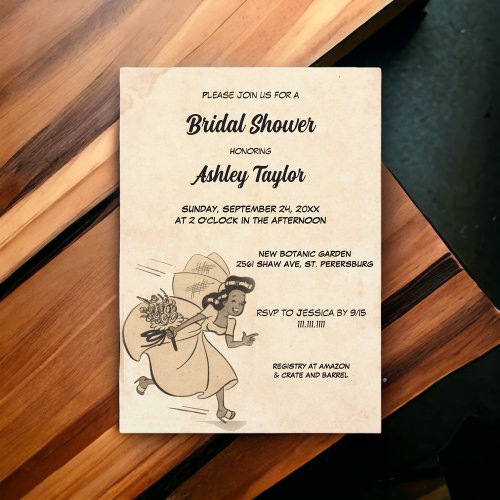 Vintage Rustic Stylish Bride Retro Bridal Shower Invitation