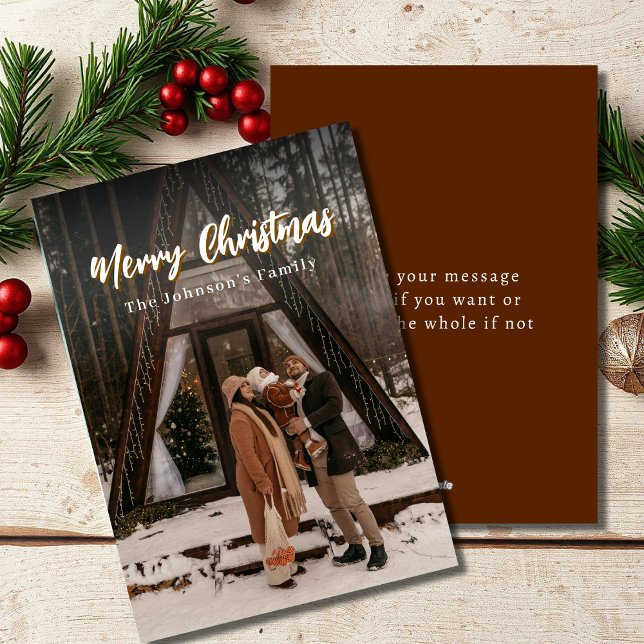 Vintage Rustic Stylish Script Christmas Family Holiday Card (Creator Uploaded)