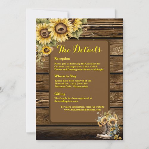 Vintage Rustic Sunflowers Country Details Card