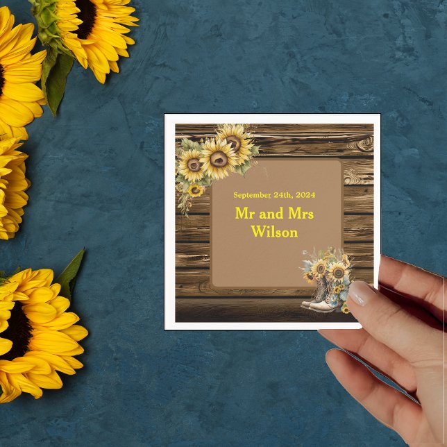 Vintage Rustic Sunflowers Country Dinner Cocktail Napkins (Creator Uploaded)