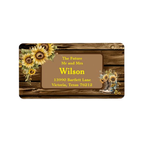 Vintage Rustic Sunflowers Country return address Label