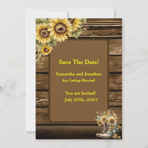 Vintage Rustic Sunflowers Country Save the Date Invitation