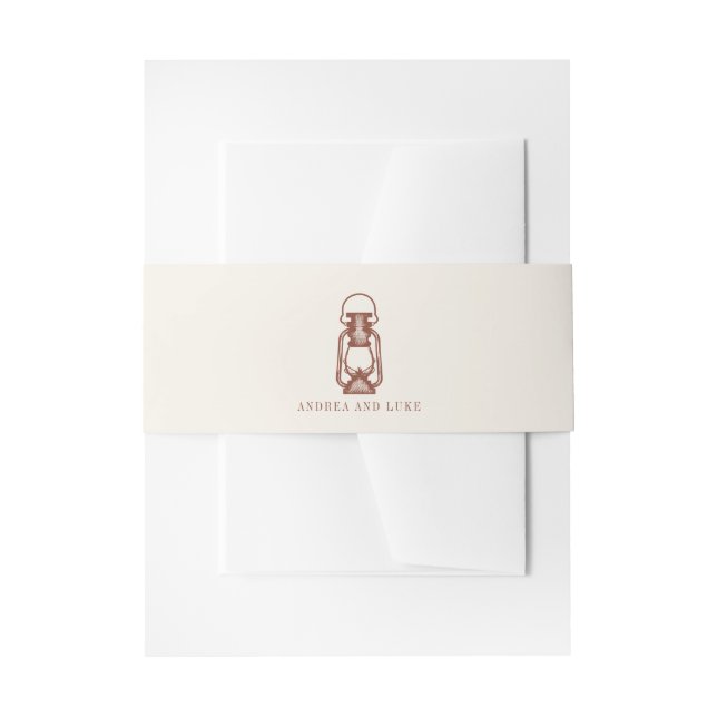 Vintage Rustic Terracotta Lantern Wedding Invitation Belly Band (Front Example)