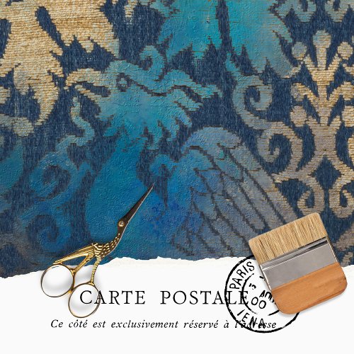 VINTAGE RUSTIC TEXTURE BLUE BIRD DECOUPAGE  TISSUE PAPER