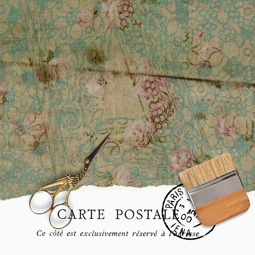 Vintage Rustic Texture Blue Pink Decoupage  Tissue Paper