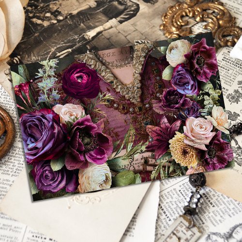 Vintage Rustic Texture Floral Decoupage Tissue Paper