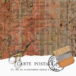 Vintage Rustic Texture Orange Peach Decoupage  Tissue Paper