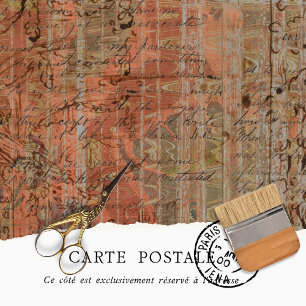 Vintage Rustic Texture Orange Peach Decoupage Tissue Paper