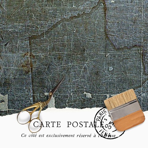 Vintage Rustic Texture Torn Paper Blue Decoupage 