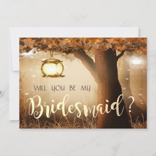 Vintage Rustic Tree Bridesmaid Card