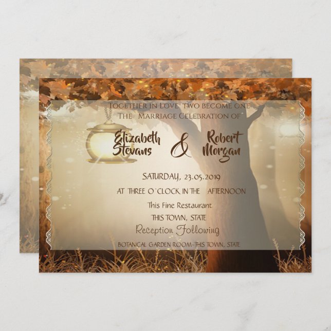 Vintage Rustic Tree Invitation (Front/Back)