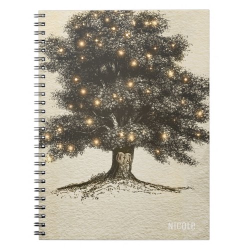 Vintage Rustic Tree  Lights Custom Wedding Notebook