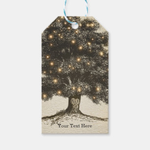 Vintage Rustic Tree & Lights Wedding Favor Gift Tags