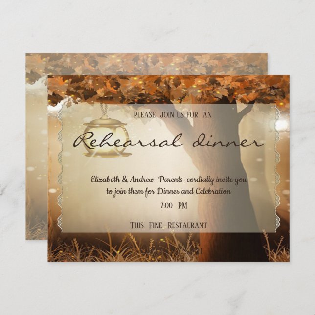 Vintage Rustic Tree Rehearsal Dinner Invitation (Front/Back)