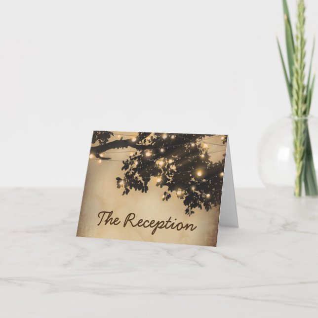 Vintage Rustic Tree Wedding Evening Reception Invitation (Front)