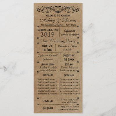 Vintage Typography Style Black Wedding Programs Zazzle Com