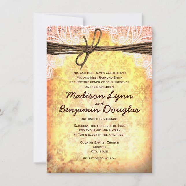 Vintage Rustic Typography Wedding Invitations (Front)