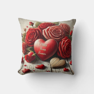 Vintage Rustic Valentine's Day Throw Pillow