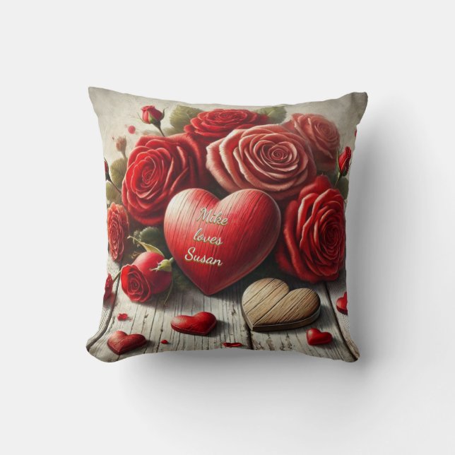 Vintage Rustic Valentine's Day  Throw Pillow (Front)