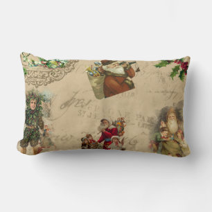 Vintage Rustic Victorian Christmas Collage  Lumbar Pillow