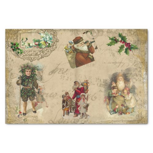 Vintage Rustic Victorian Christmas Collage Tissue Paper