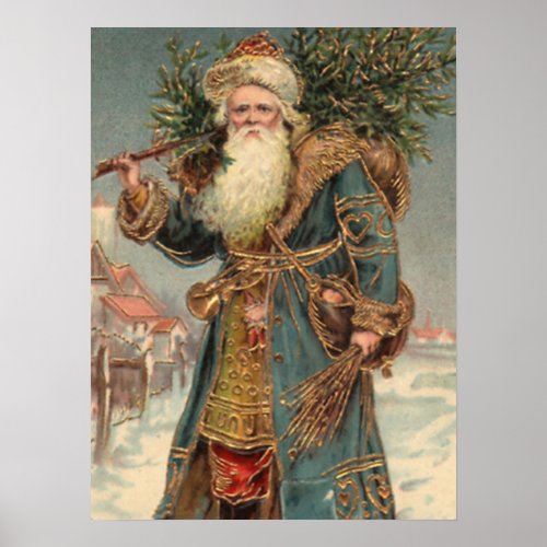 Vintage Rustic Victorian Santa Clause Print