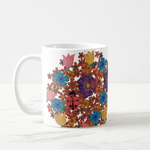 vintage rustic watercolor flowers pattern coffee mug