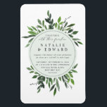 Vintage rustic watercolor leafy frame wedding magnet<br><div class="desc">Vintage rustic watercolor leafy frame wedding invitation magnet. Geometric frame with leafy watercolor foliage decoration. Part of a collection.</div>