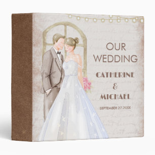 Vintage Rustic Watercolor Romantic String Lights 3 Ring Binder